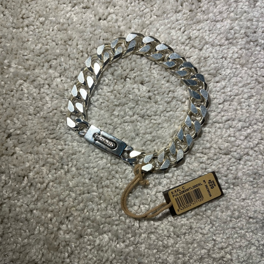 SOLD - UNOde50 925 Sterling Silver Pleated Men’s Chain Bracelet